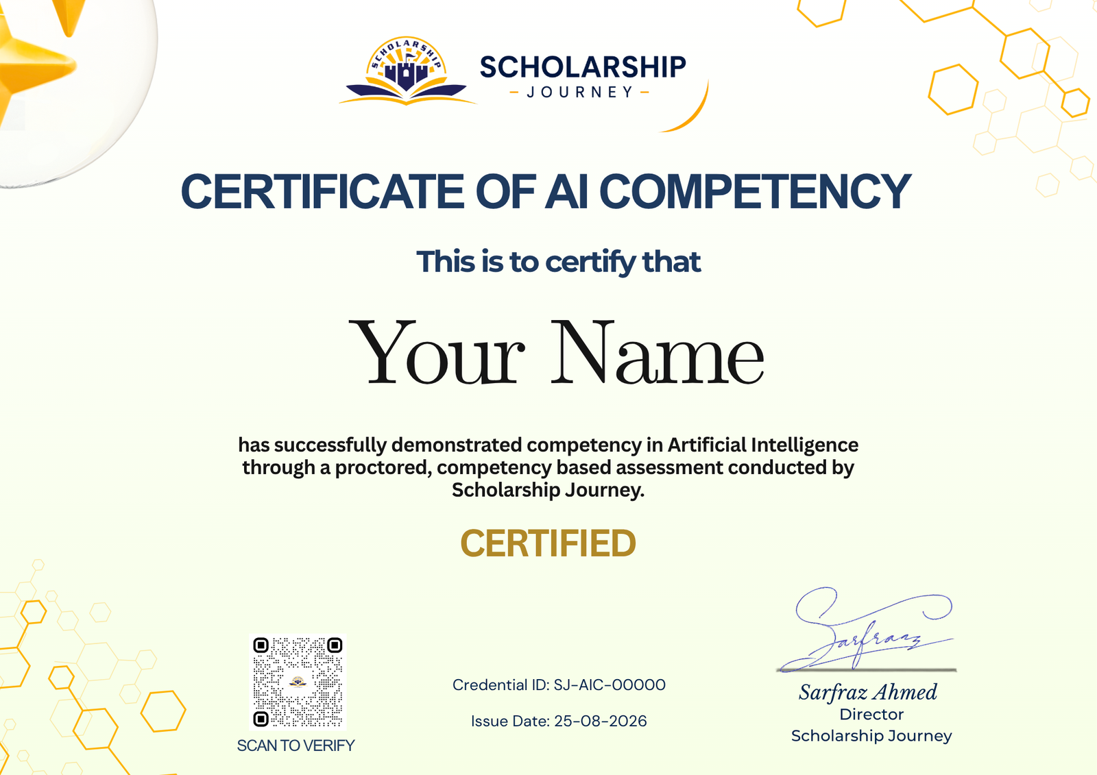 Certificate sample